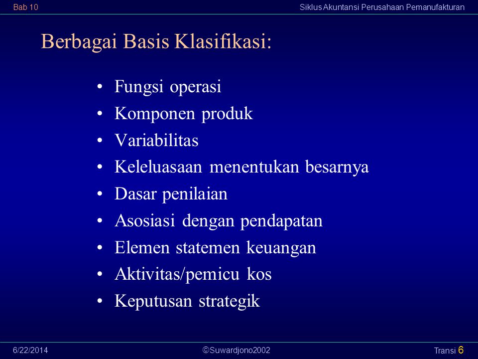 Berbagai Basis Klasifikasi: