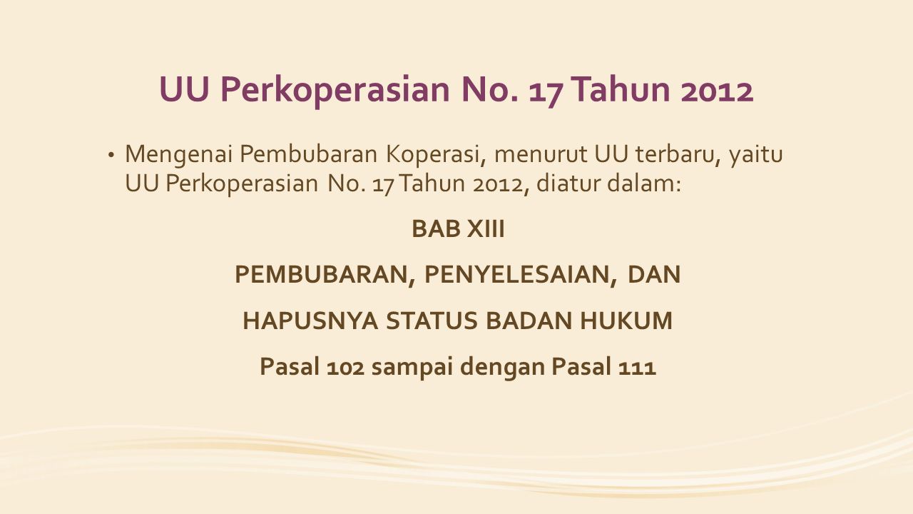 UU Perkoperasian No. 17 Tahun 2012