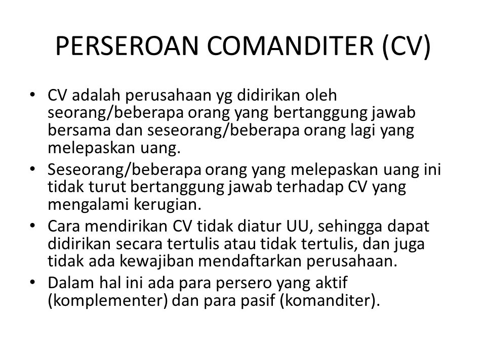 PERSEROAN COMANDITER (CV)