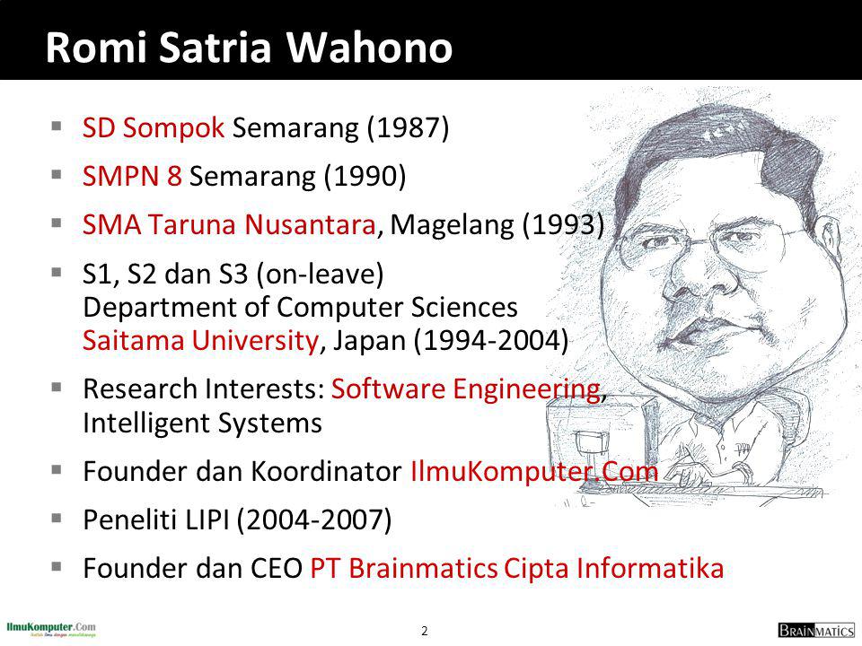 Romi Satria Wahono SD Sompok Semarang (1987) SMPN 8 Semarang (1990)