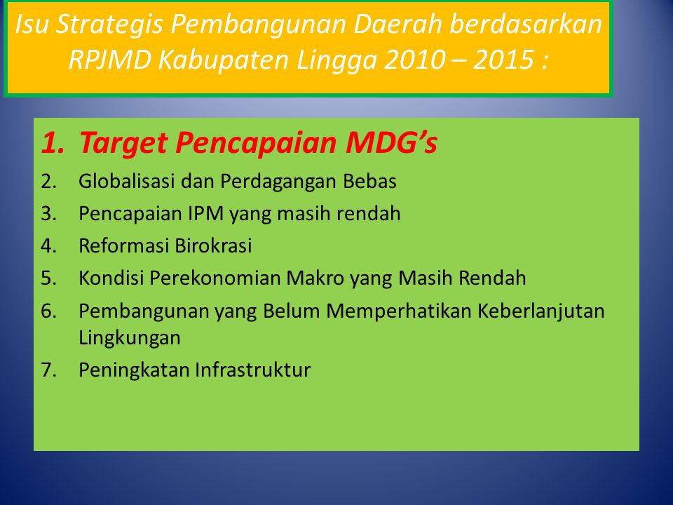 Target Pencapaian MDG’s