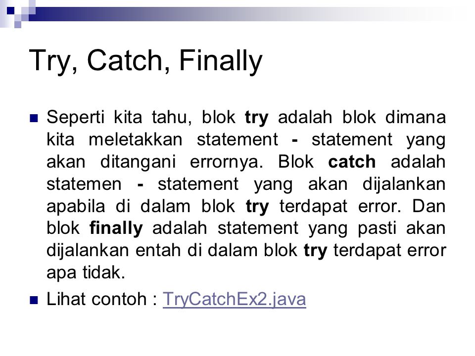Try, Catch, Finally