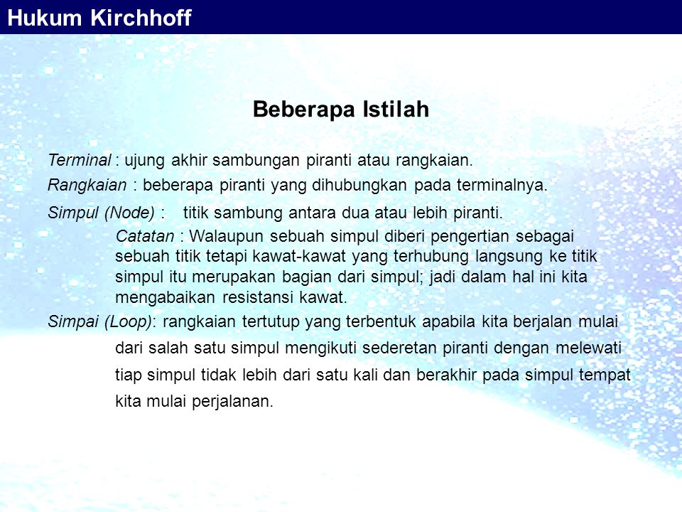 Hukum Kirchhoff Beberapa Istilah