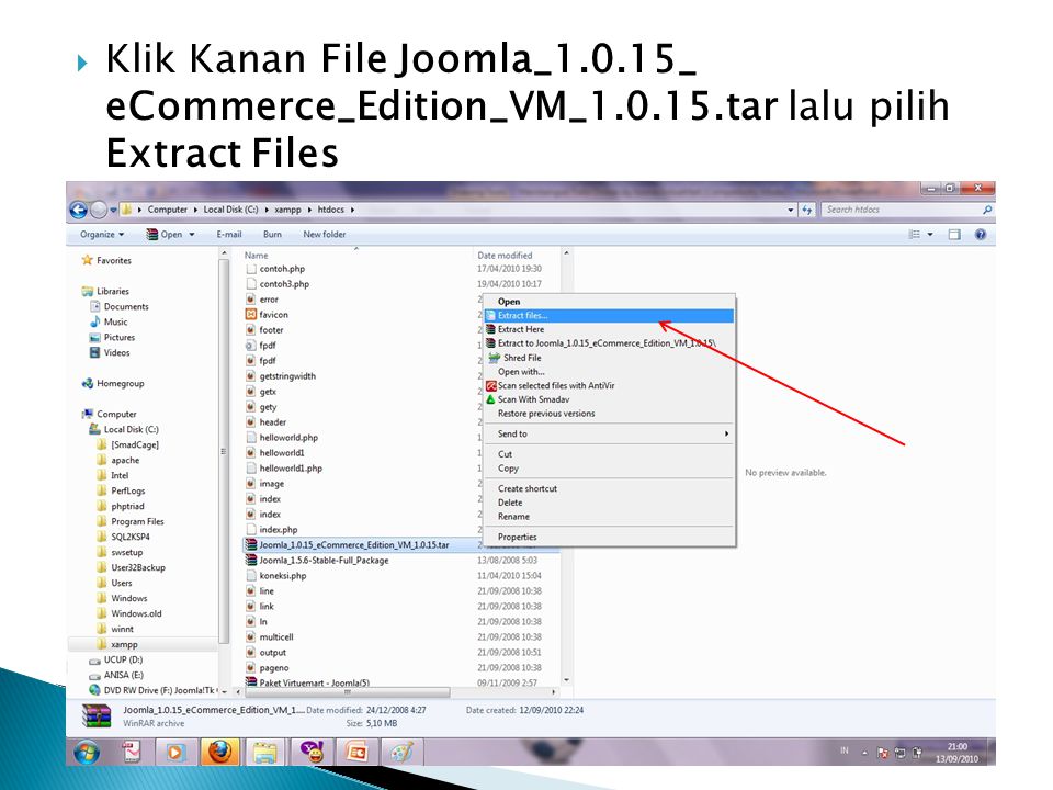 Klik Kanan File Joomla_1. 15_ eCommerce_Edition_VM_1. 15