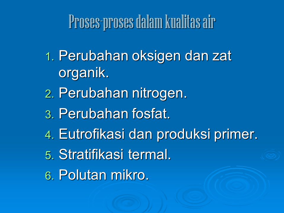 Proses-proses dalam kualitas air