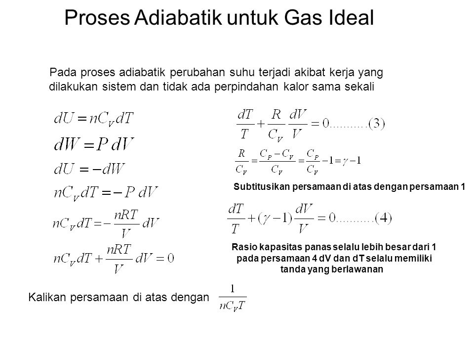 Proses Adiabatik untuk Gas Ideal