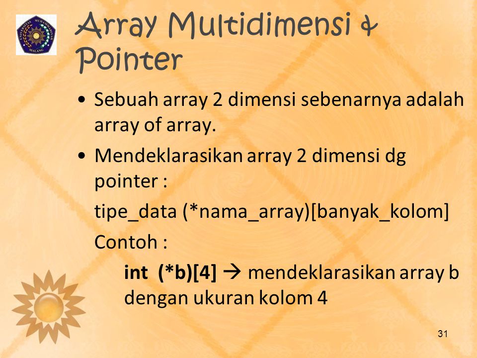 Array Multidimensi & Pointer