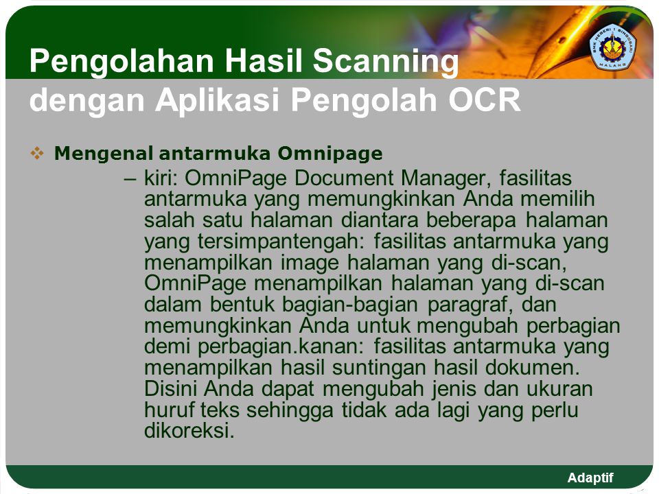 Pengolahan Hasil Scanning dengan Aplikasi Pengolah OCR