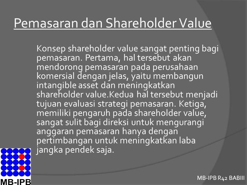 Pemasaran dan Shareholder Value