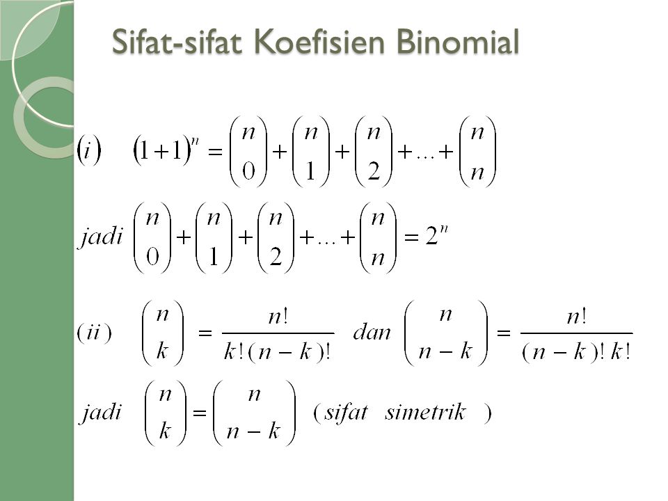 Sifat-sifat Koefisien Binomial