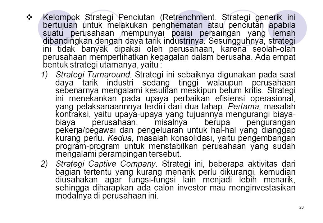 Kelompok Strategi Penciutan (Retrenchment