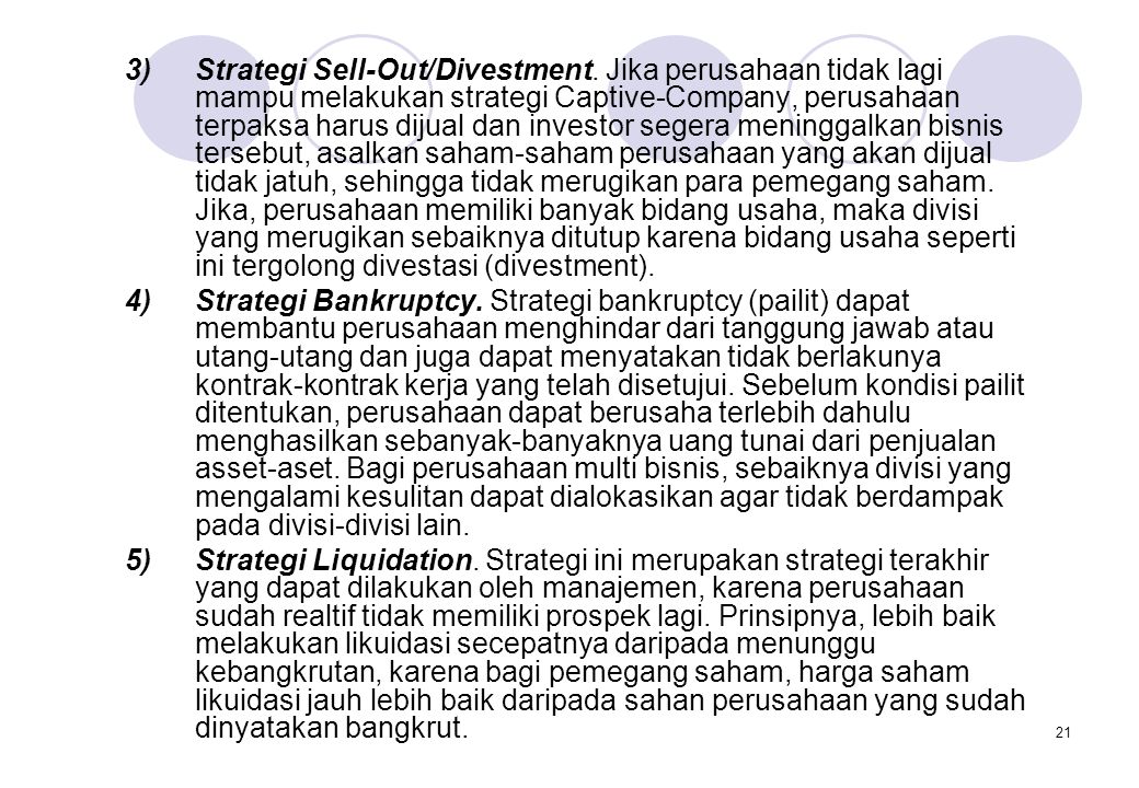 Strategi Sell-Out/Divestment