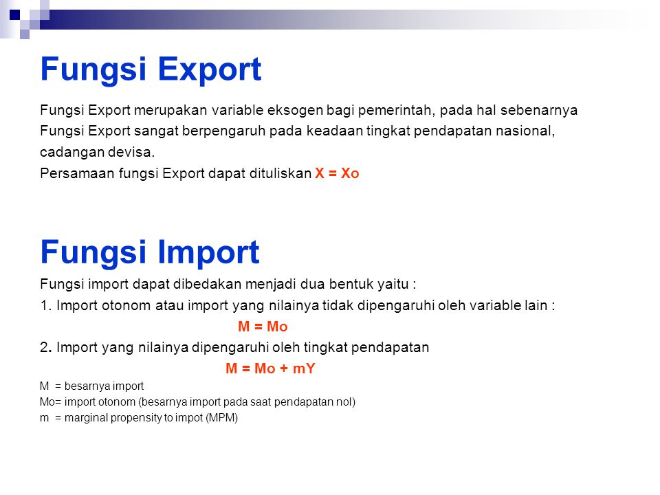 Fungsi Export Fungsi Import