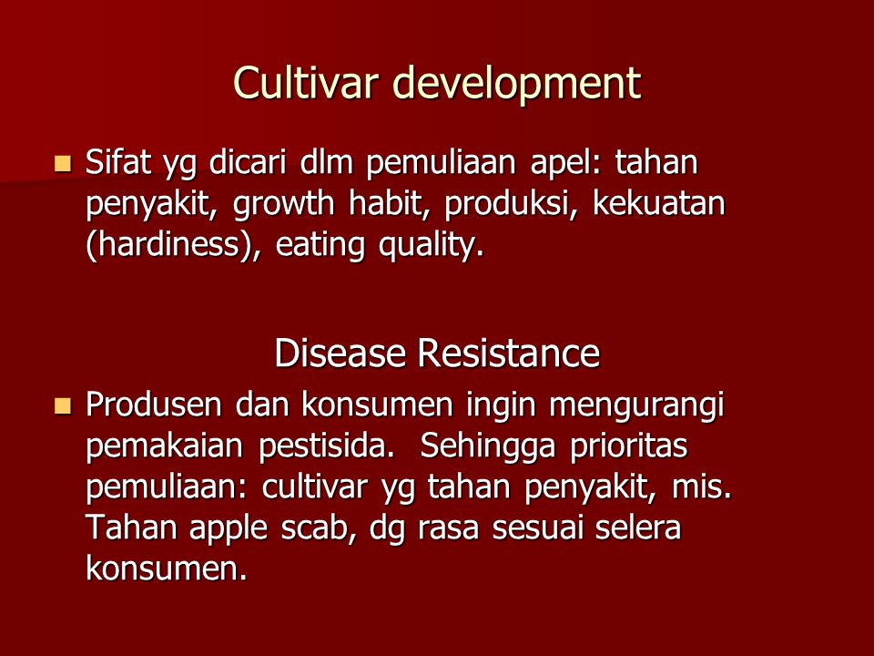 Cultivar development Disease Resistance