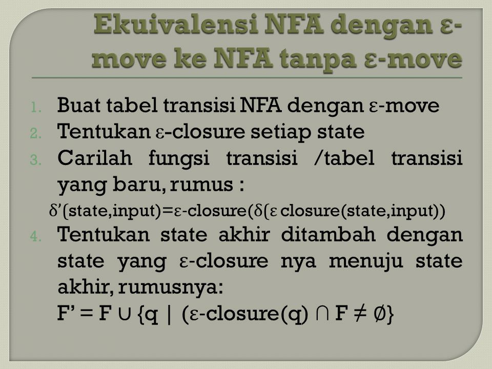 Ekuivalensi NFA dengan ε-move ke NFA tanpa ε-move