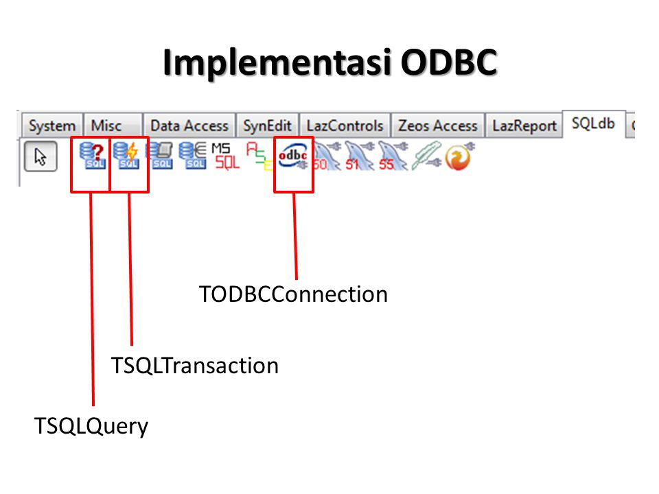 Implementasi ODBC TODBCConnection TSQLTransaction TSQLQuery