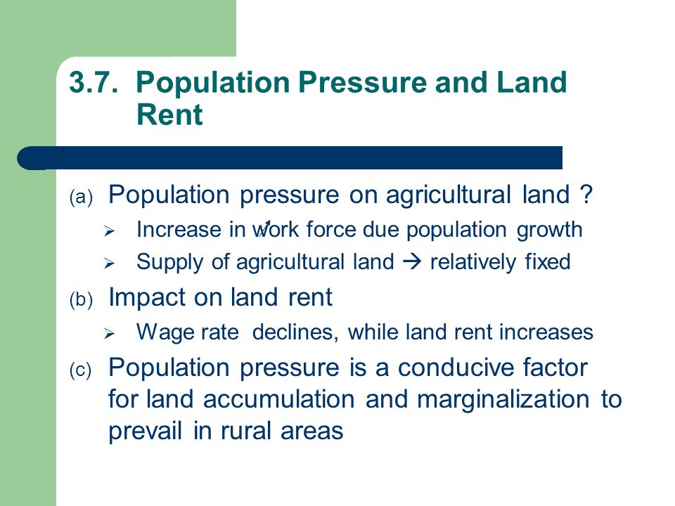 3.7. Population Pressure and Land Rent