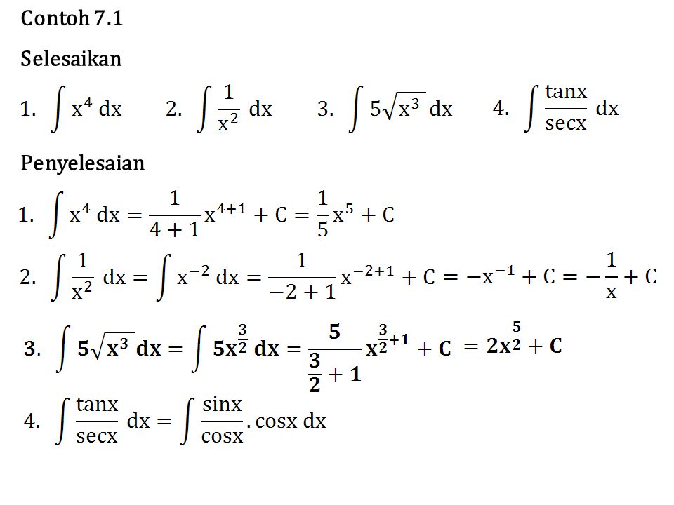 Contoh soal integral tak tentu dan penyelesaiannya pdf