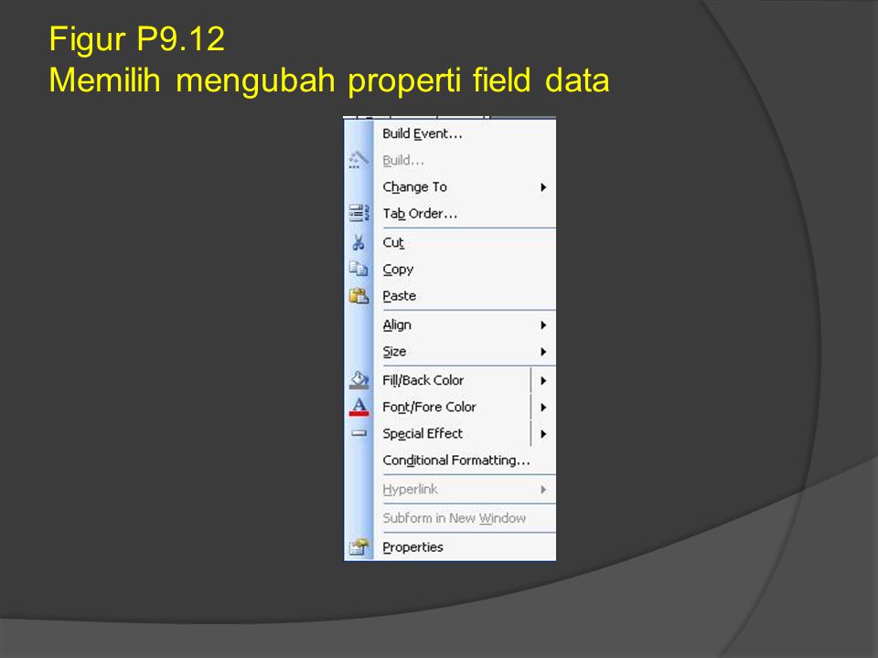 Figur P9.12 Memilih mengubah properti field data