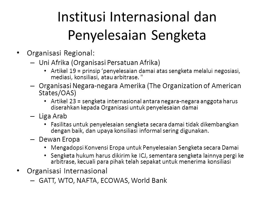 Institusi Internasional dan Penyelesaian Sengketa