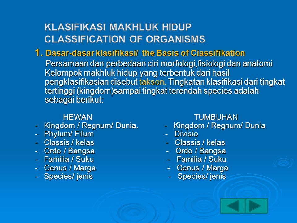 KLASIFIKASI MAKHLUK HIDUP CLASSIFICATION OF ORGANISMS