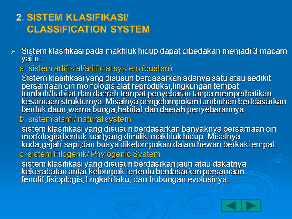 2. Sistem klasifikasi/ Classification System