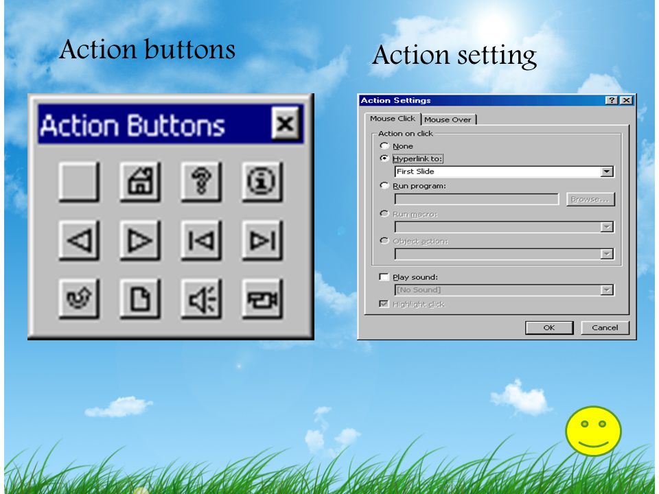 Action buttons Action setting