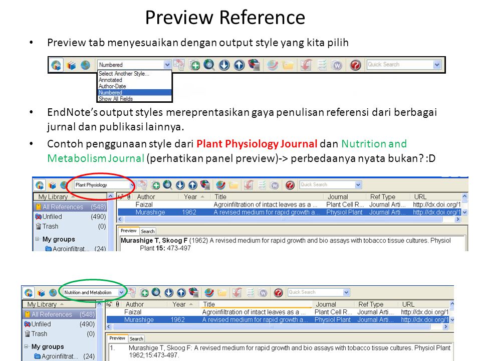 Preview Reference Preview tab menyesuaikan dengan output style yang kita pilih.
