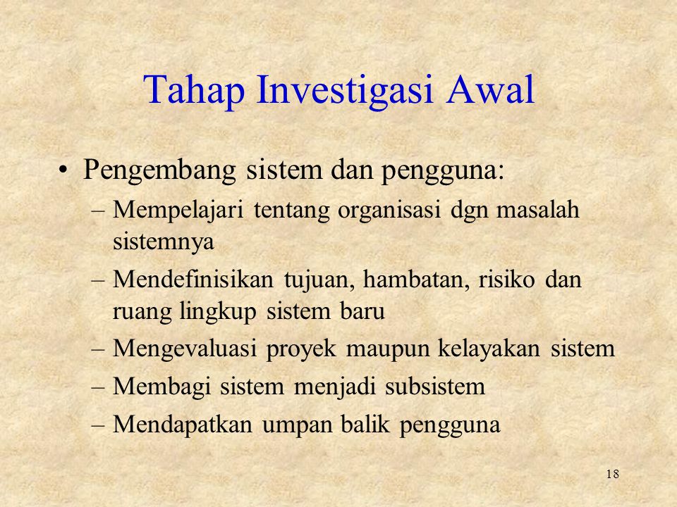 Tahap Investigasi Awal