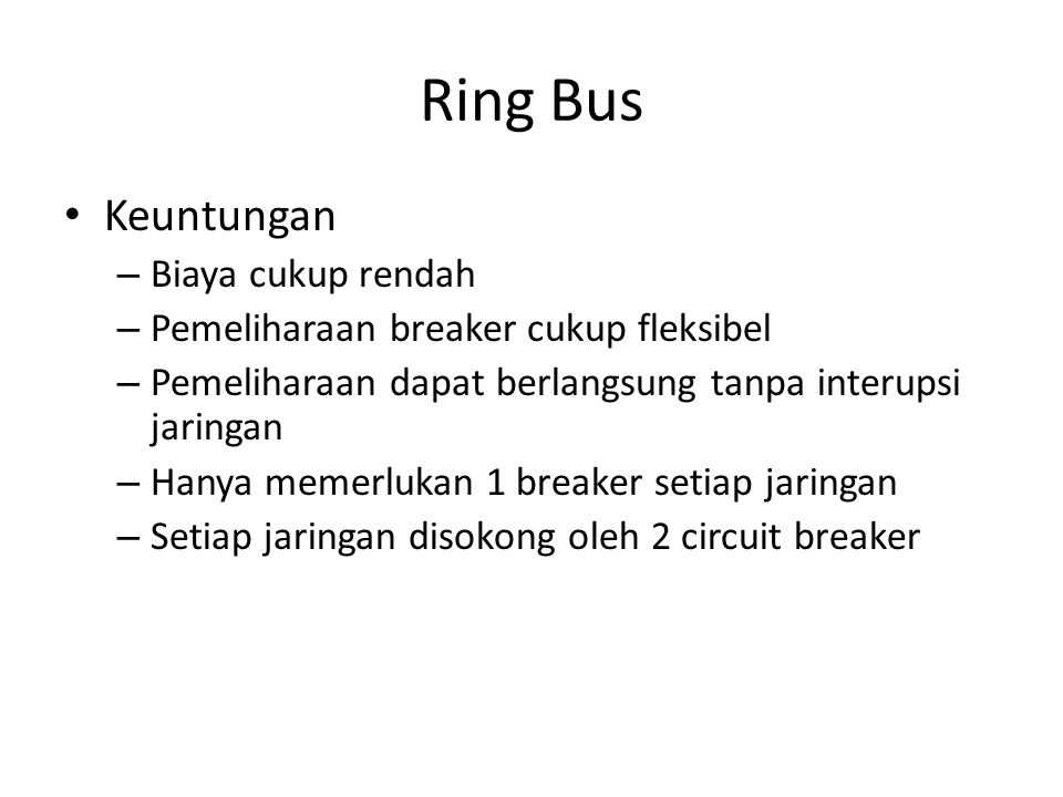 Ring Bus Keuntungan Biaya cukup rendah