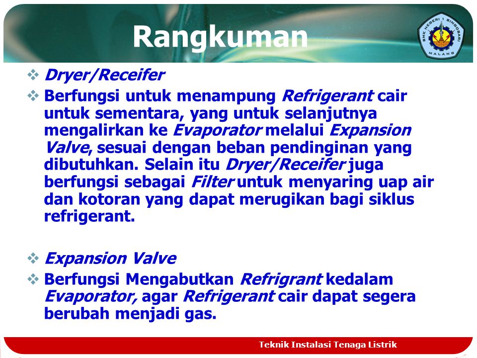 Rangkuman Dryer/Receifer
