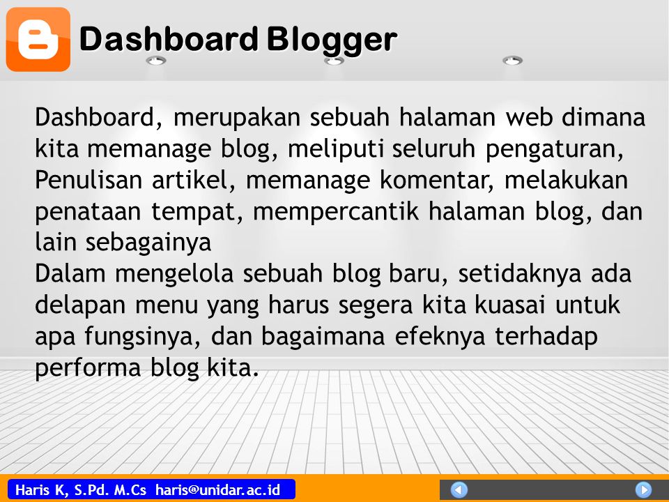 Dashboard Blogger
