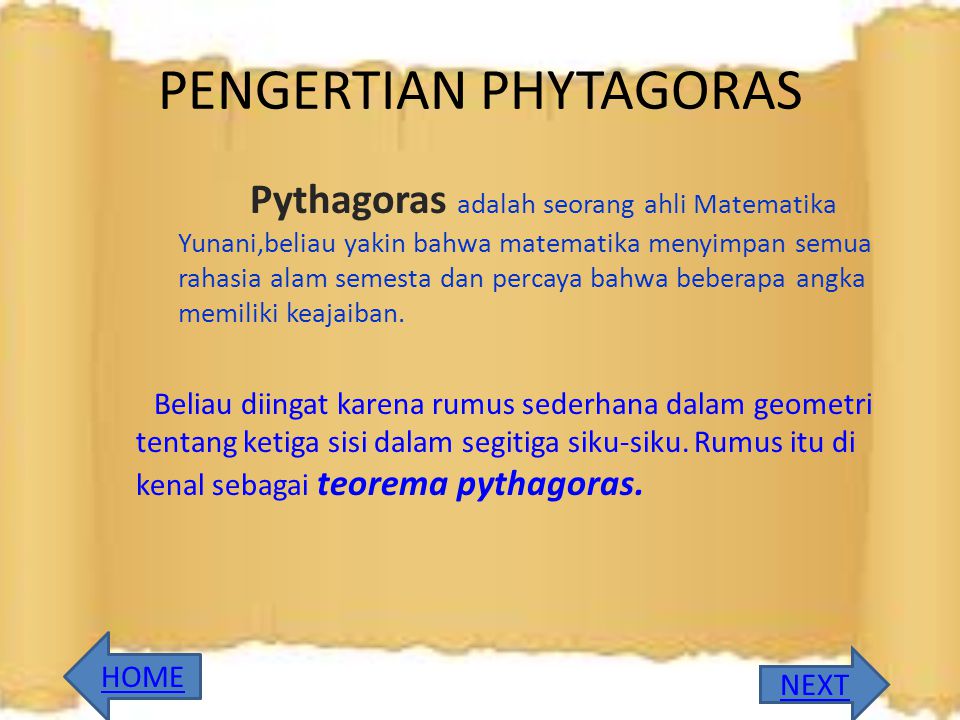 PENGERTIAN PHYTAGORAS