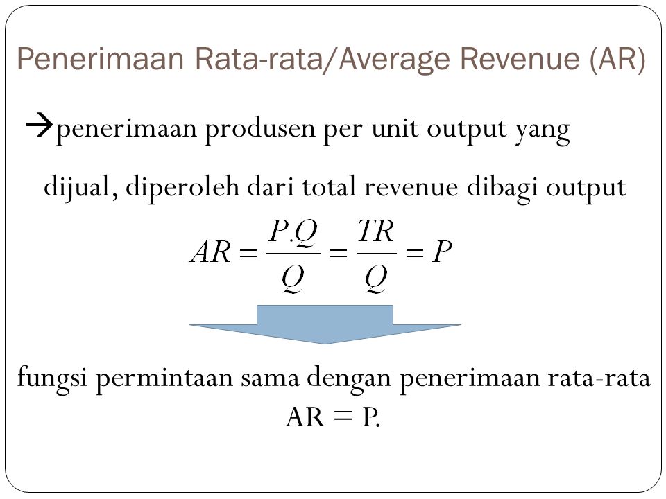 Penerimaan Rata-rata/Average Revenue (AR)
