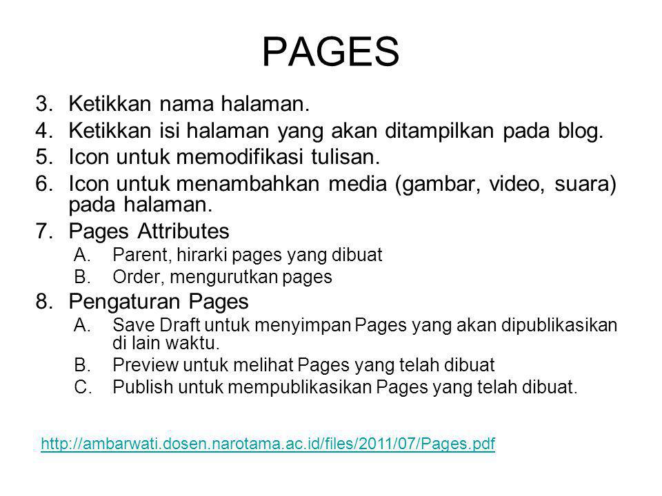 PAGES Ketikkan nama halaman.