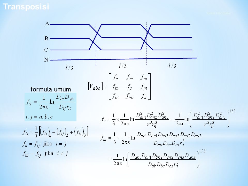 Transposisi Sistem 4 Konduktor formula umum