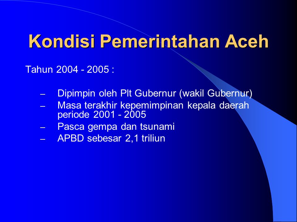 Kondisi Pemerintahan Aceh
