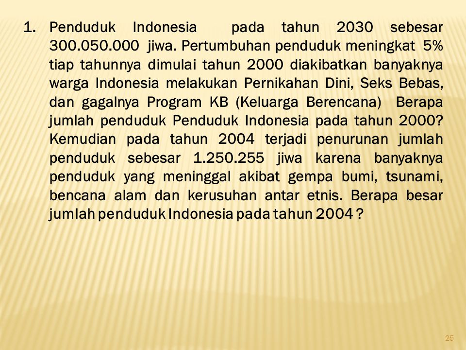 Penduduk Indonesia pada tahun 2030 sebesar jiwa