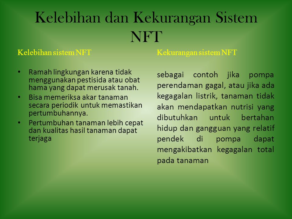 Kelebihan dan Kekurangan Sistem NFT