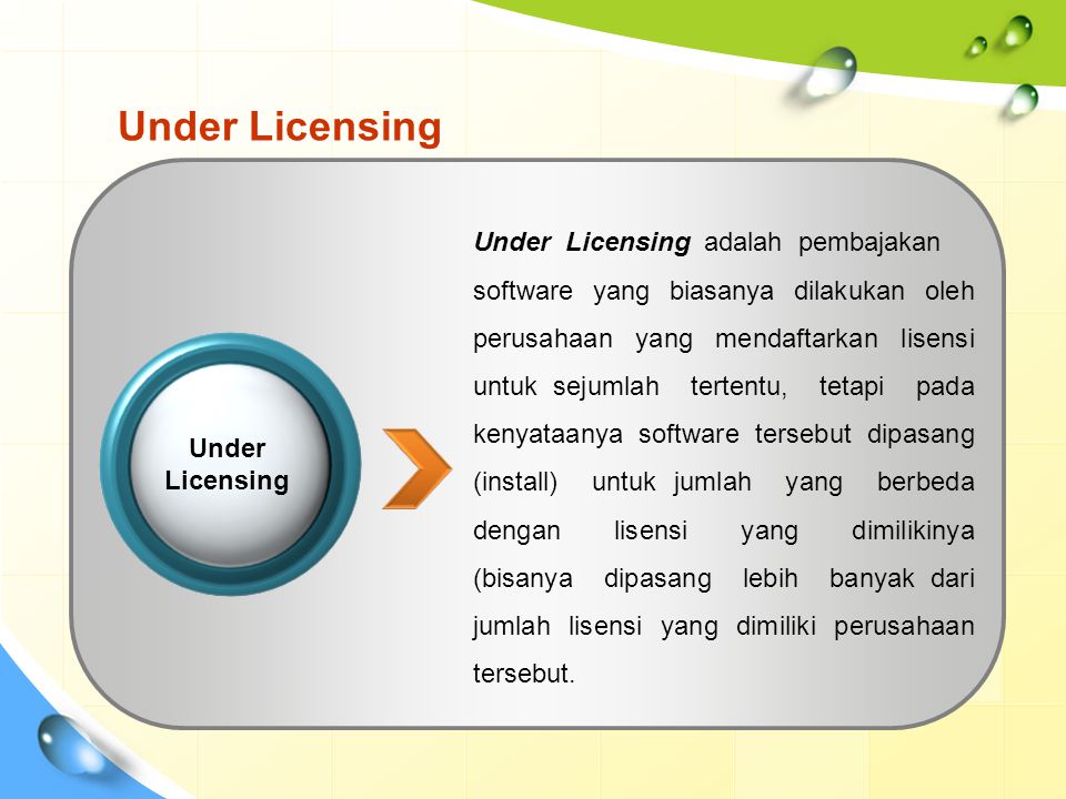 Under Licensing Under Licensing adalah pembajakan