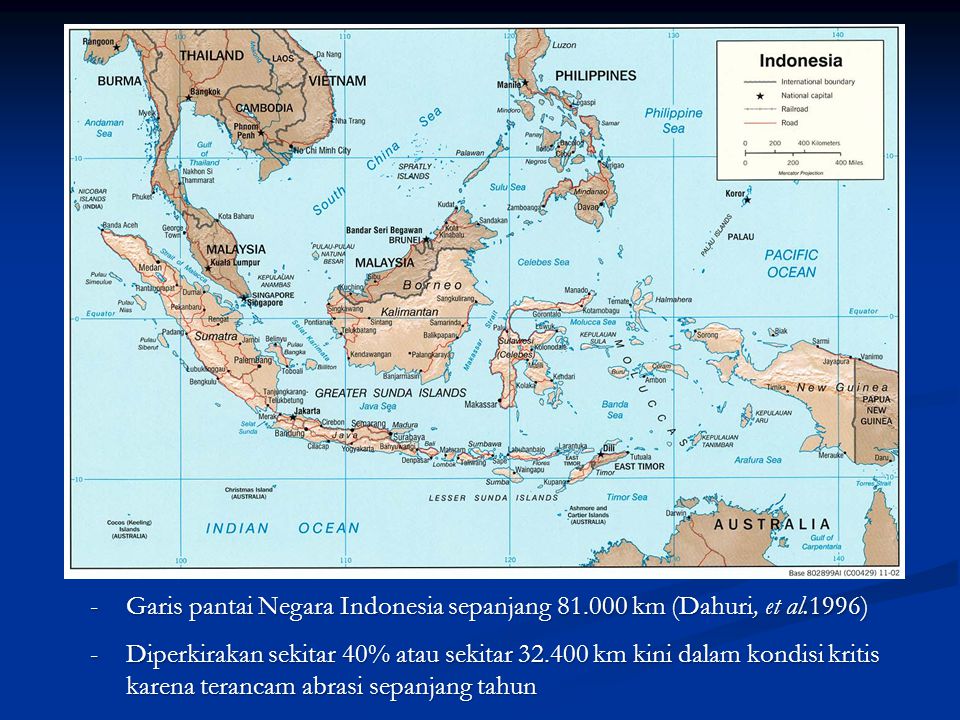 Garis pantai Negara Indonesia sepanjang km (Dahuri, et al.1996)