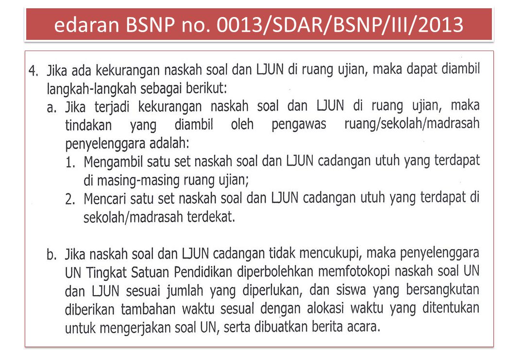 edaran BSNP no. 0013/SDAR/BSNP/III/2013