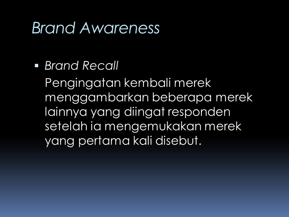 Brand Awareness Brand Recall