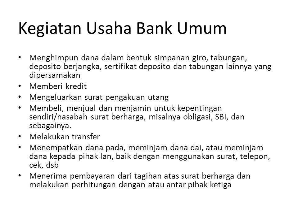 Kegiatan Usaha Bank Umum
