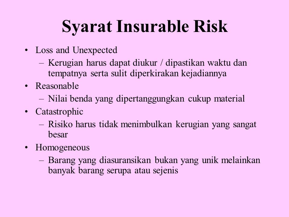 Syarat Insurable Risk Loss and Unexpected