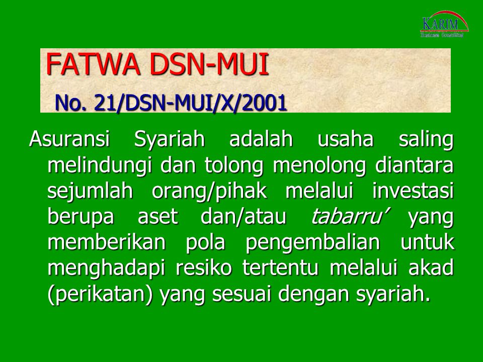 FATWA DSN-MUI No. 21/DSN-MUI/X/2001