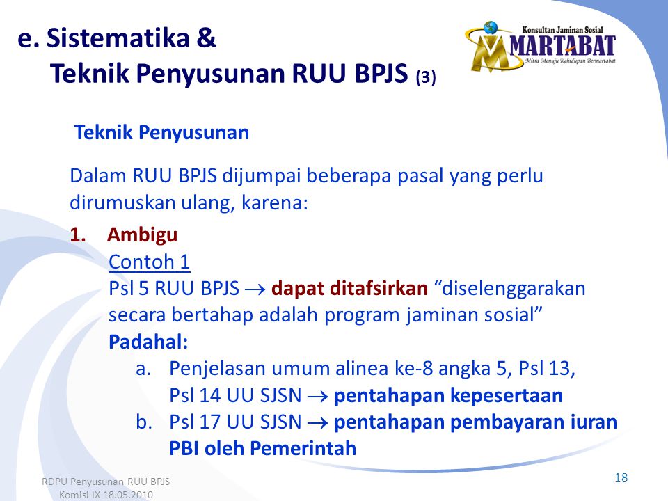 e. Sistematika & Teknik Penyusunan RUU BPJS (3)