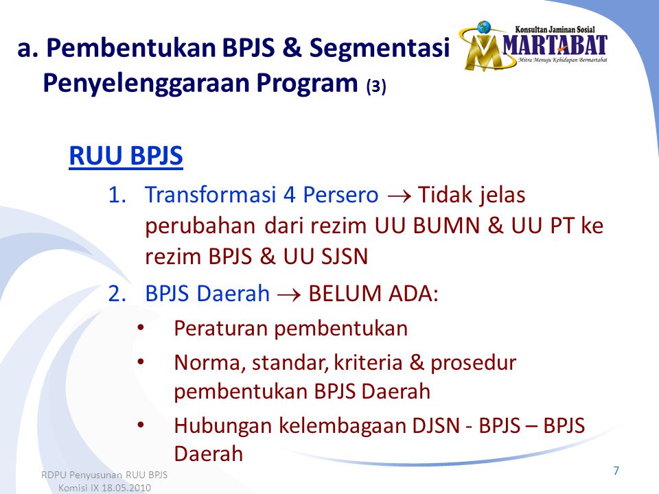 a. Pembentukan BPJS & Segmentasi Penyelenggaraan Program (3)