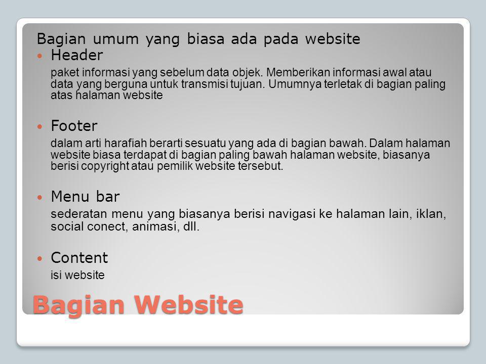 Bagian Website Bagian umum yang biasa ada pada website Header