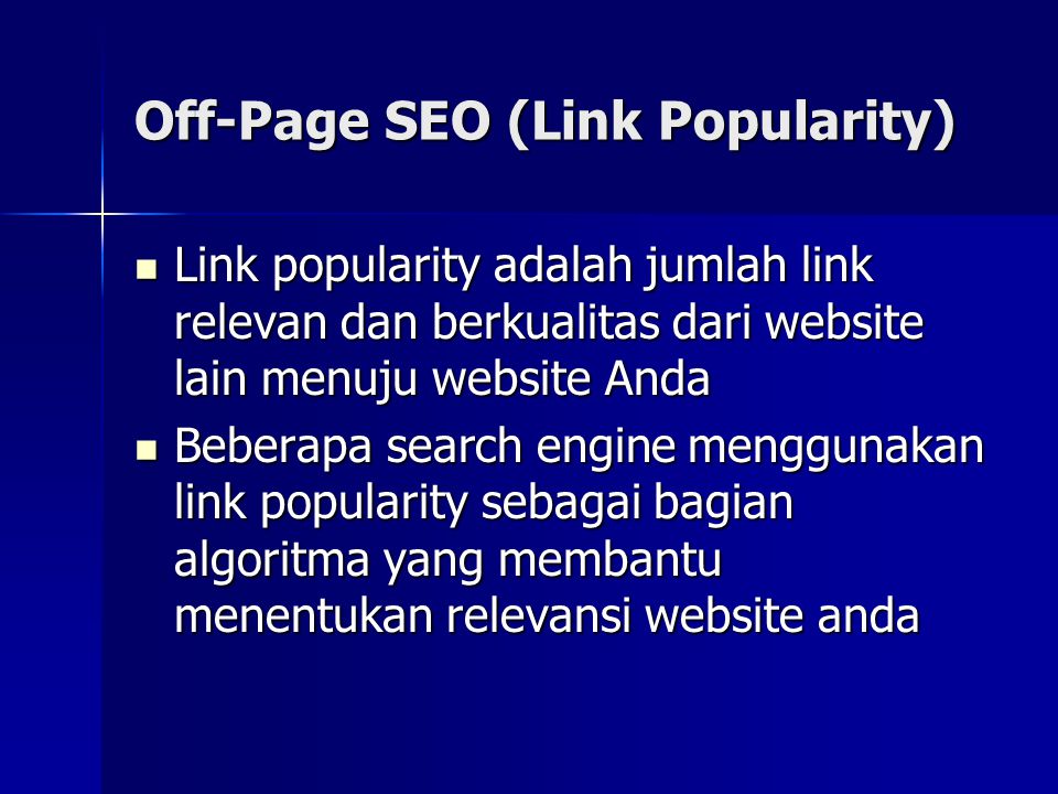 Off-Page SEO (Link Popularity)